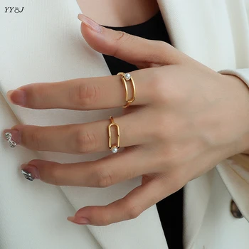 Geometria gyöngy, rozsdamentes acél gyűrű, a nők egyszerű kecses, elegáns gyűrű rakható divatos női ékszerek
