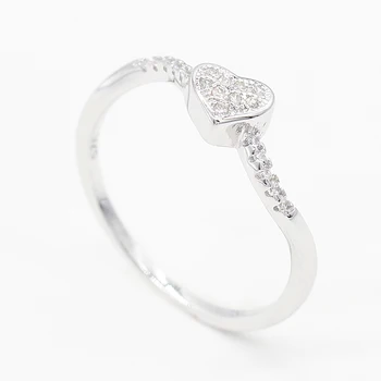 925 Sterling Ezüst Szív Gyűrű Szerető Integetett Szívverés Világos CZ Ujj Gyűrű Női Esküvői Ékszerek