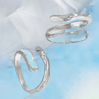 VIANRLA 925 Sterling Ezüst Gyűrű, Világos Kék Zománc Divat Ékszer Gyűrű Csepp Szállítás, Ajándékok, Minimalista Stílusban