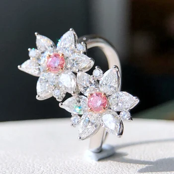 Argyle Rózsaszín 7P 0.16 ct Rózsaszín Gyémánt Tömör 18K Esküvő, Eljegyzés, Női Gyűrűk, a Nők Jól Gyémánt Gyűrű