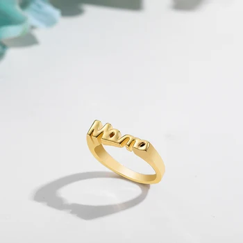 Egyszerű Design, Arany Színű Levél MAMA Gyűrűk Női Divat Punk Geometriai Évforduló Családi Vékony Ujján Gyűrű, Ékszerek, Ajándékok