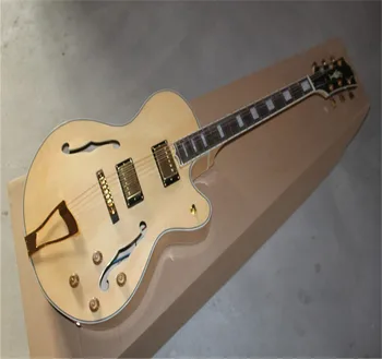 2023 nagykereskedelmi kiváló minőségű L-5custom fa színű, üreges jazz elektromos gitár 6 húros gitár, Arany