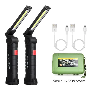 Többfunkciós, Összecsukható Munka Fény USB Tölthető Zseblámpa, Beépített Akkumulátor COB LED Kemping Lámpa Zseblámpa
