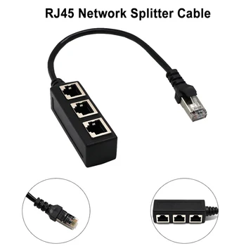 RJ45 Elosztó LAN Ethernet Hálózati RJ45 Csatlakozó Elosztó Adapter Kábel Hálózati Kiterjesztés 1 Férfi, 3 Nő Adapter