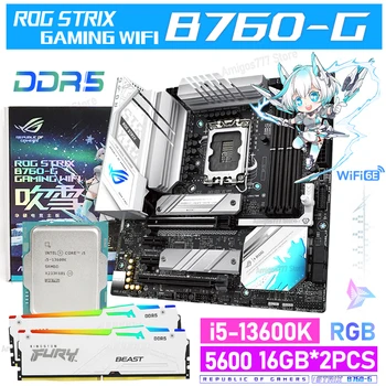 Intel B760 DDR5 Fehér Alaplap LGA 1700 ASUS ROG STRIX B760-G JÁTÉK WIFI 6E + i5 13600K CPU RAM Öltöny 32GB 5600MHz RGB