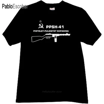 divat, póló, férfi pamut póló PPSH - 41 Fegyver a második világháború T-shirt fekete márka t-shirt férfi nyári felsők