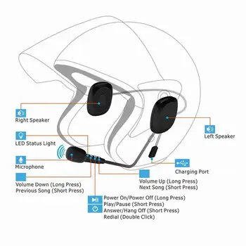 Vízálló Moto Vezeték nélküli Anti-interferencia Bukósisak Headset Kaputelefon Motorkerékpár T2 Motoros Bukósisak Headset