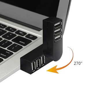 Mini Univerzális, Forgatható 3 portos USB 2.0 Hub nagysebességű Adatátvitel Splitter Box Adapter USB Bővítő PC Laptop MacBook Pro