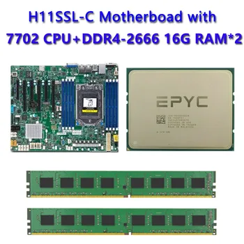 A Supermicro H11SSL-C Alaplap Socket SP3 180W TDP Kettős EPYC 7702 CPU Processzor 2db DDR4 16G 2666mhz Memória rev2 szerint.0