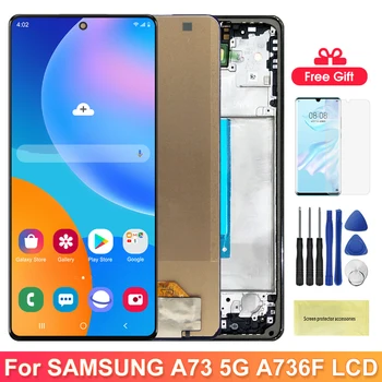 TFT kijelző Samsung Galaxy A73 5G LCD Kijelző érintőképernyő Digitalizáló a Keret Közgyűlés Samsung A736 A736B Csere