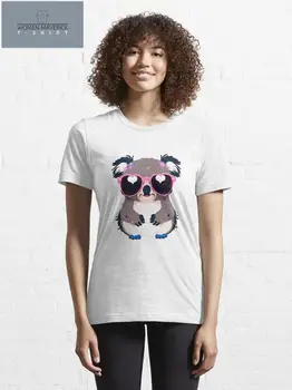 Rajzfilm koala elhelyezés le boldogan mosolyog a napszemüveg új divat nyomtatott póló ruha női
