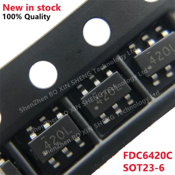 50PCS FDC6420C Jelölés 420LM SOT23-6 SMD térvezérlésű tranzisztor(MOSFET)