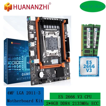 x99 alaplap kit xeon HUANANZHI 4MF LGA 2011 v3 memória ddr4 2133MHz 16GB(2*8 GB) RECC, valamint E5 2666 V3 processzor combo NVME