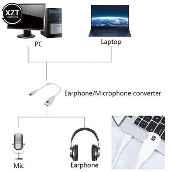 USB hangkártya 7.1 Adapter 5HV2 USB 3D CH Hang Antimagnetikus Audió Fülhallgató Külső Mikrofon, 3,5 mm-es Jack Laptop PC