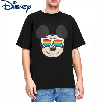 Disney Disney Mickey Egér Férfi Póló Szivárvány Napszemüveg Vintage Pólók Rövid Ujjú Legénység Nyak T-Ing, Tiszta Pamut Nagy Méretű Felső