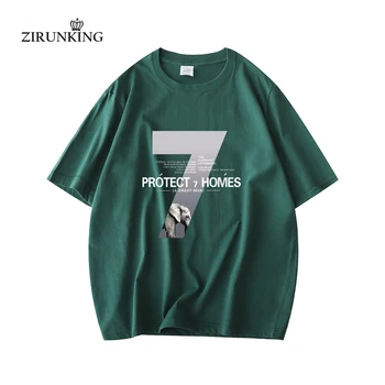 ZIRUNKING Gumi Levél 7 logó Nyomtatás Rövid Ujjú Póló Nyári Trend Szabadidő Női Pólók Fésült Pamut Párok Sportruházat Maximum