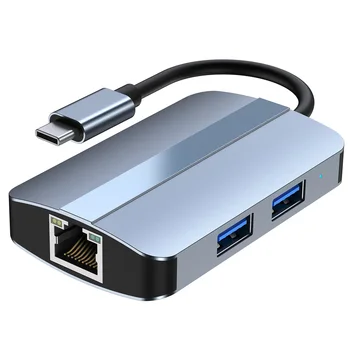 2112 USB-C Hub Adapter 5-in-1 C Típusú Dokkoló Állomás RJ45+USB3.0+USB2.0+SD/TF Kártya Olvasók Kiterjesztését Hub C Típusú Port