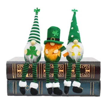 Szent Patrik Nap Dekoráció, Baba, Zöld Plüss Gnome Hosszú lábú Arctalan Baba Ír Nap Fél Decor Saint Patrick Díszek