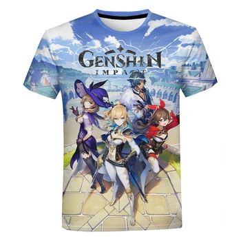 2023 Anime Játék Genshin Hatás a Nyomtatott 3D-s póló Férfi Női Divat Alkalmi Streetwear Pólók Nagyméretű Harajuku Stílus Maximum