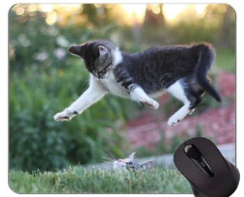 Egér Pad Varrott Szélére,Ugorj kikapcsolódni macska Otthoni Irodai Számítógép Tartozékok Mousepads