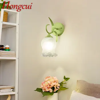 Hongcui Kortárs Belső Fali Lámpa LED Kreatív Virág Design, Zöld Üveg Gyertyatartó Fény Otthon Hálószoba Éjjeli Dekoráció