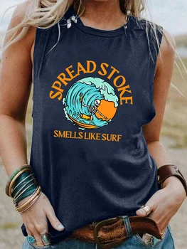Elterjedt a Stoke olyan a Szaga, Mint Surf Színes Tartály tetején Surf ' s Up Strand nyári stílus Sleevele ing, női divat alkalmi vintage maximum
