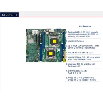 A Supermicro Két Szerver, ATX Alaplap Intel 2011 C612 Xeon E5-2600 v3/v4 Családi DDR4 X10DRL-a