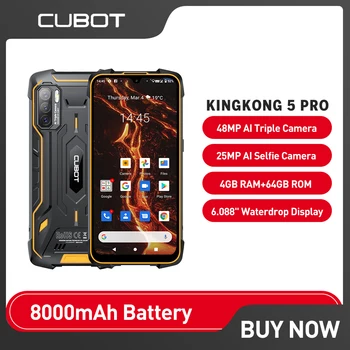 Cubot-KingKong 5 Pro Okostelefon, 4 GB, 64 GB, 8000mAh, 48MP Tripla Kamera, IP68, IP69K, Vízálló, Android 11, NFC, Globális 4G