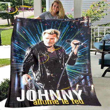 Johnny Hallyday nyomtatott zene, énekes, francia stílus DIY könnyű otthon vékony kanapé fedezze hivatal alkalmi sokoldalú takaró