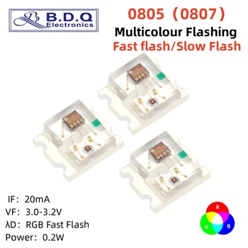 100 Villogó LED SMD Dióda 0805 RGB Diodo flash Alto Brilho Diod 0807 RGB Flash LED Színe Gyors Vaku Lassú a Flash