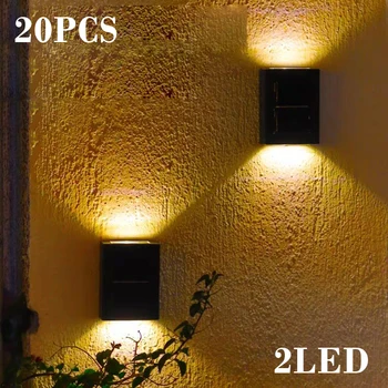 6 LED-es Napelemes Kültéri Fali Lámpa Vízálló Felfelé vagy Lefelé Világító Világító Kerti Dekoráció Napelemes Lámpák Lépcső, Kerítés Napfény Lámpa