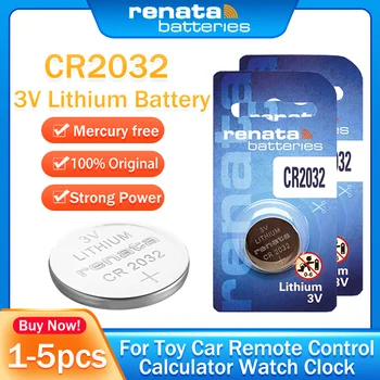 1-5DB RENATA CR2032 CR 2032 DL2032 ECR2032 3V Lítium Akkumulátor Játék Autó Kulcs Távirányító Számológépes Óra Gombot Érme Sejtek