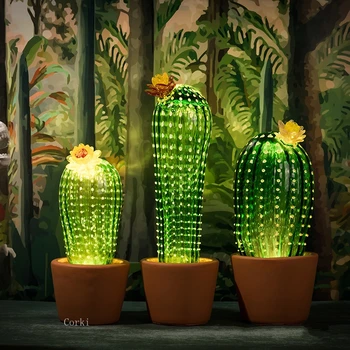 Olaszország lámpa kaktusz LED éjszakai világítás nappali kreatív luxus asztali lámpa hálószoba Éjjeli lámpa, lakberendezés, Lámpatestek,