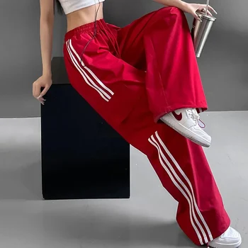 2023 Csík Patchwork Női Nadrág Amerikai Stílus új Divat Streetwear Laza Széles Láb Nadrág Y2K Női Hip-Hop Melegítő