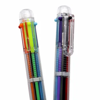 2 Db Műanyag toll a színes Modellek 6 in 1 színes Golyóstoll Push Típusú Toll Írószer Iskola Irodai Eszközök