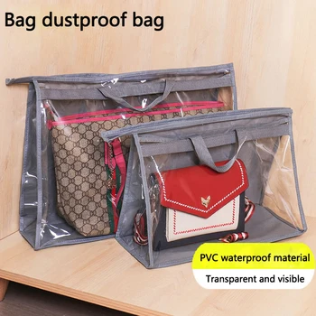 Táska por táska, szekrény akasztós tároló táska, PVC, átlátszó, vízálló bőr táska, védő-tároló lógó táska
