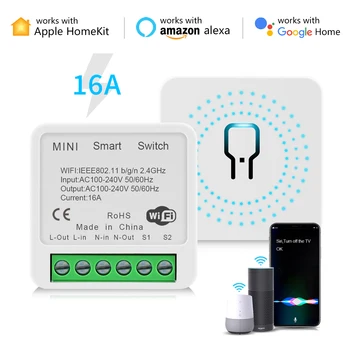 MPI Hitelesített 16A Mini Smart WiFi Kapcsoló 2 Ellenőrzés Módja Intelligens Otthon Relé Breaker Időzítő Működik, az Apple Homekit Alexa, a Google Haza