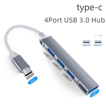 4Port USB 3.0 Hub USB Hub nagysebességű c típusú Splitter 5Gbps PC Számítógép Tartozékok Többportos HUB 4 USB 3.0 2.0 Port