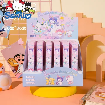 Új 24/36 Sanrio Zselés Toll Hello Kitty Kuromi Cinnamoroll Roller golyóstoll Display Dobozban, Iskolai felszerelés, Írószer Wholesal