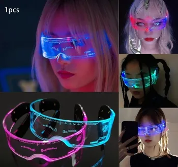 Karácsonyi Ragyogás Napszemüveg LED Napellenző Szemüveg 7 Színek Futurisztikus Szemüveg Vezeték nélküli Színes Fény Szemüveg Világító Szemüveg Fél