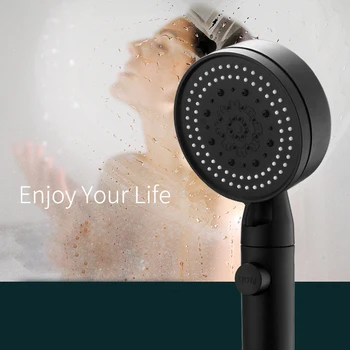 5 Mód Állítható Magas Nyomás Víztakarékos Zuhany Fekete Fürdő Zuhanyzóval Fejét A Víz Zuhanyfej Egy-Gomb Stop Fürdőszoba Eszköz