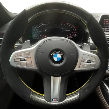 Autó Kormánykerék-Fedezze Szénszálas Zsinór BMW G30 530i 525i 530d M550d M550i G02 X4 2018 F90 M5 G01 X3 M40i Tartozékok