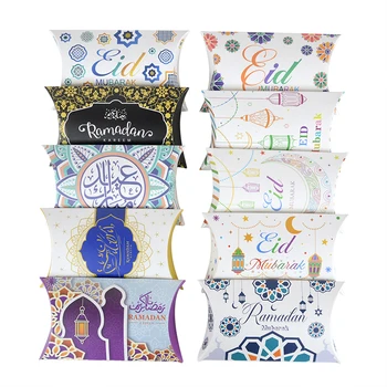 10pieces EID Mubarak csokoládé doboz Ramadan dekoráció ajándék csomag dekoráció párna doboz Muszlim Iszlám ünnep kellékek