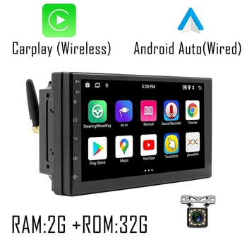 7 Inch autórádió Carplay Android Auto, 2+32G Android, 10.1 2Din GPS Multimédia Lejátszó, Bluetooth, FM, a Kamera, a Tükör Link