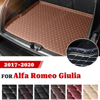 Magas minőségű Bőr Kocsi Csomagtartójában Szőnyeg Alfa Romeo Giulia 2017 2018 2019 2020-Ig Vízálló, Csúszásmentes Auto Tartozékok