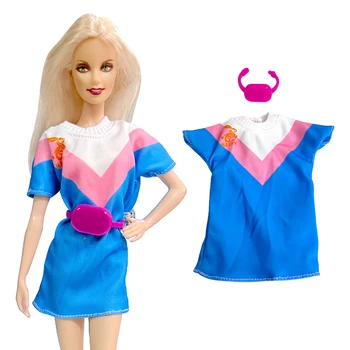 NK Hivatalos, 2 Db Nemes baba alkalmi ruha: kerek nyakú ruha+rózsaszín derék csomag Barbie Baba 1/6 Tartozékok Öltözködés Játékok