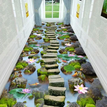 Arany Hal Tó Virág Nyomtatás Folyosó Folyosó 3D Szőnyegek Nappali Szőnyeg Konyha Hálószoba Fürdőszoba Szőnyeg Szőnyeg Modern Bejárat