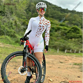 XAMA PRO Profi Női Hosszú Ujjú Triatlon Kerékpár Skinsuits Beállítja Macaquinho Ciclismo Feminino Kezeslábas Készletek Egy Darab