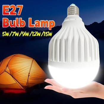 E27 LED Smart Izzó Fények Újratölthető Akkumulátor Lámpa 5W 7W 9W 12W 15W Hordozható Segélykérő Lámpa Kültéri Világítás Lámpa