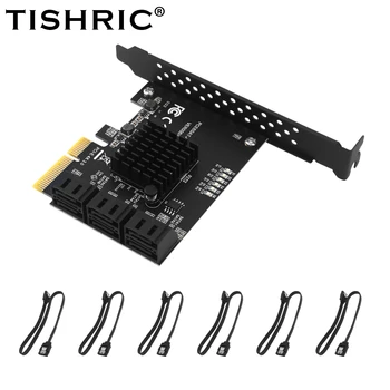 TISHRIC PCIE Sata-4X, hogy 6/10 Portok SATA 3.0 Vezérlő pci Express Szorzó bővítőkártya Hozzá A Kártya Kelő sata kábel